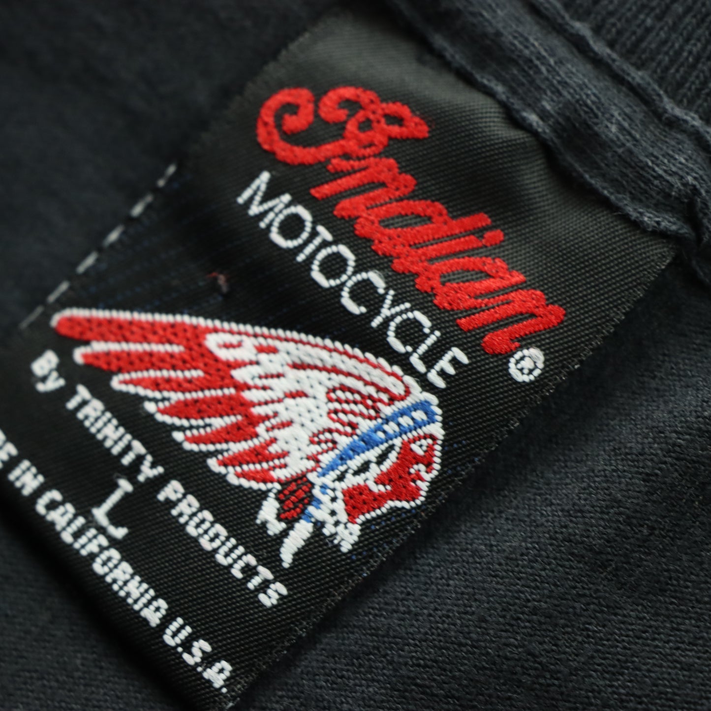 VINTAGE 1992 'Indian Motorcycle' Black USA Made Single Stitch T-Shirt (L-XL)