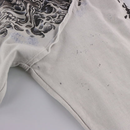 Vintage AFFLICTION White & Blue Distressed Y2K Skull Hoodie Sweatshirt USA Made (XL) ***COCO Vintage Sole Melbourne