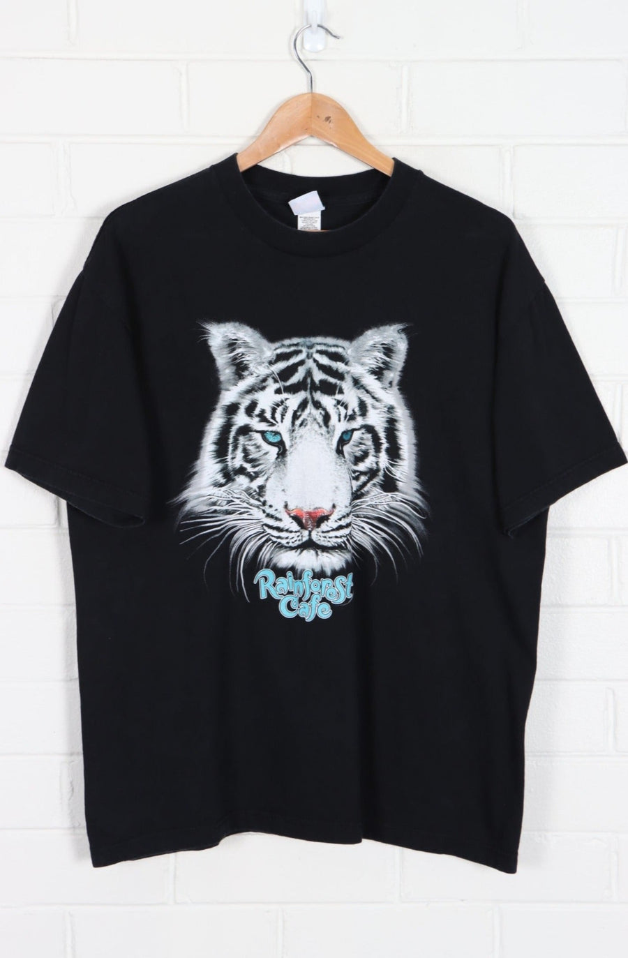 RAINFOREST CAFE White Tiger Glitter Eyes T-Shirt (L)