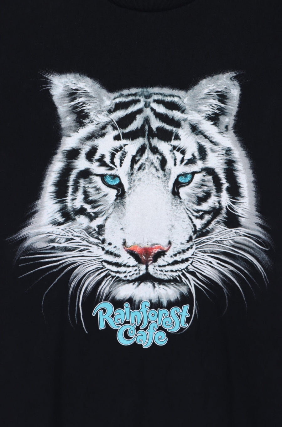 RAINFOREST CAFE White Tiger Glitter Eyes T-Shirt (L)