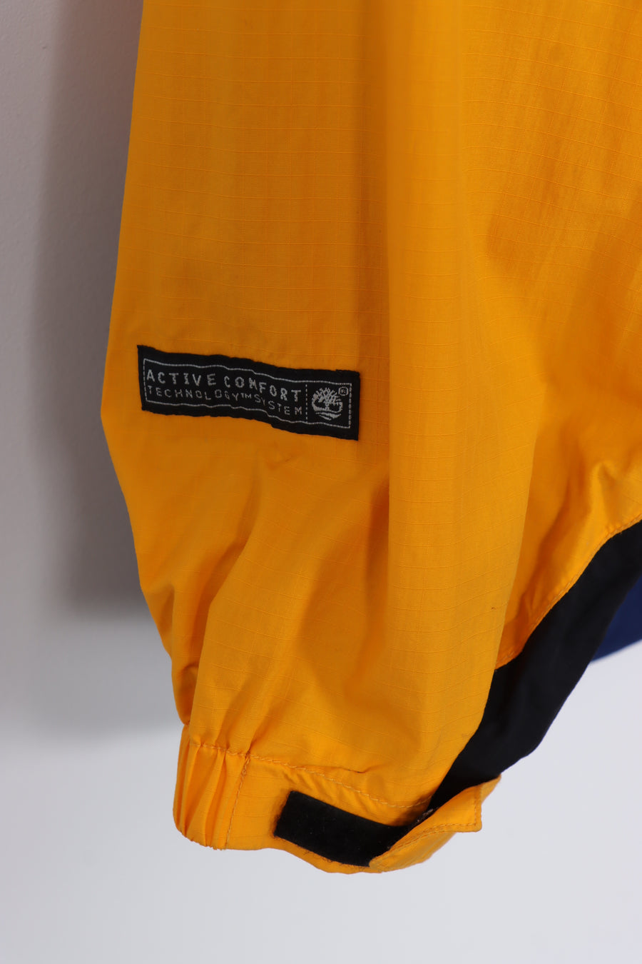 TIMBERLAND Embroidered Blue & Yellow 1/4 Zip Hooded Jacket (XL)