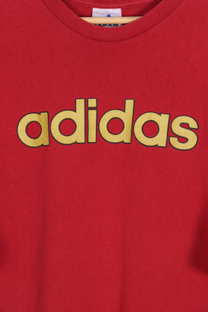 ADIDAS Red & Gold Logo Spell Out Tee (XL)