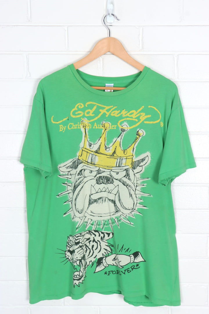 ED HARDY Bulldog with Crown Green Tee (XL)