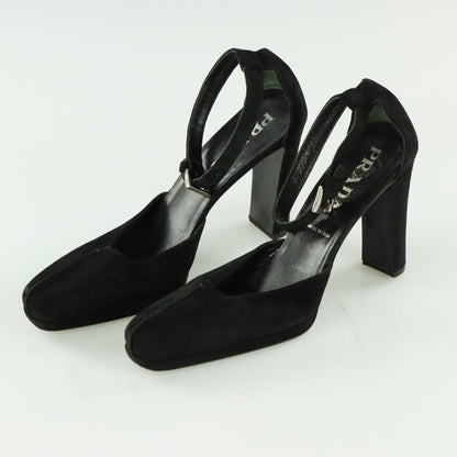 PRADA Suede Stitch Black Italy Made Heels (38)