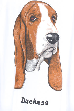 Basset Hound Dog 'Duchess' Paw Print Sleeve Sweatshirt USA Made (XL)