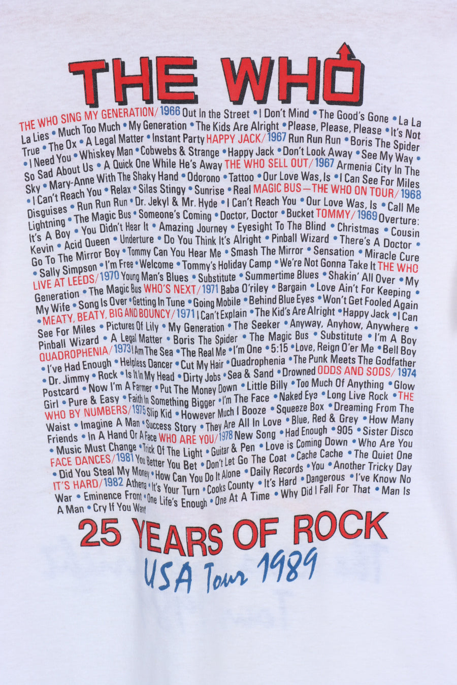 1989 Vintage THE WHO 25th Anniversary The Kids are Alright Tour Tee (M-L)