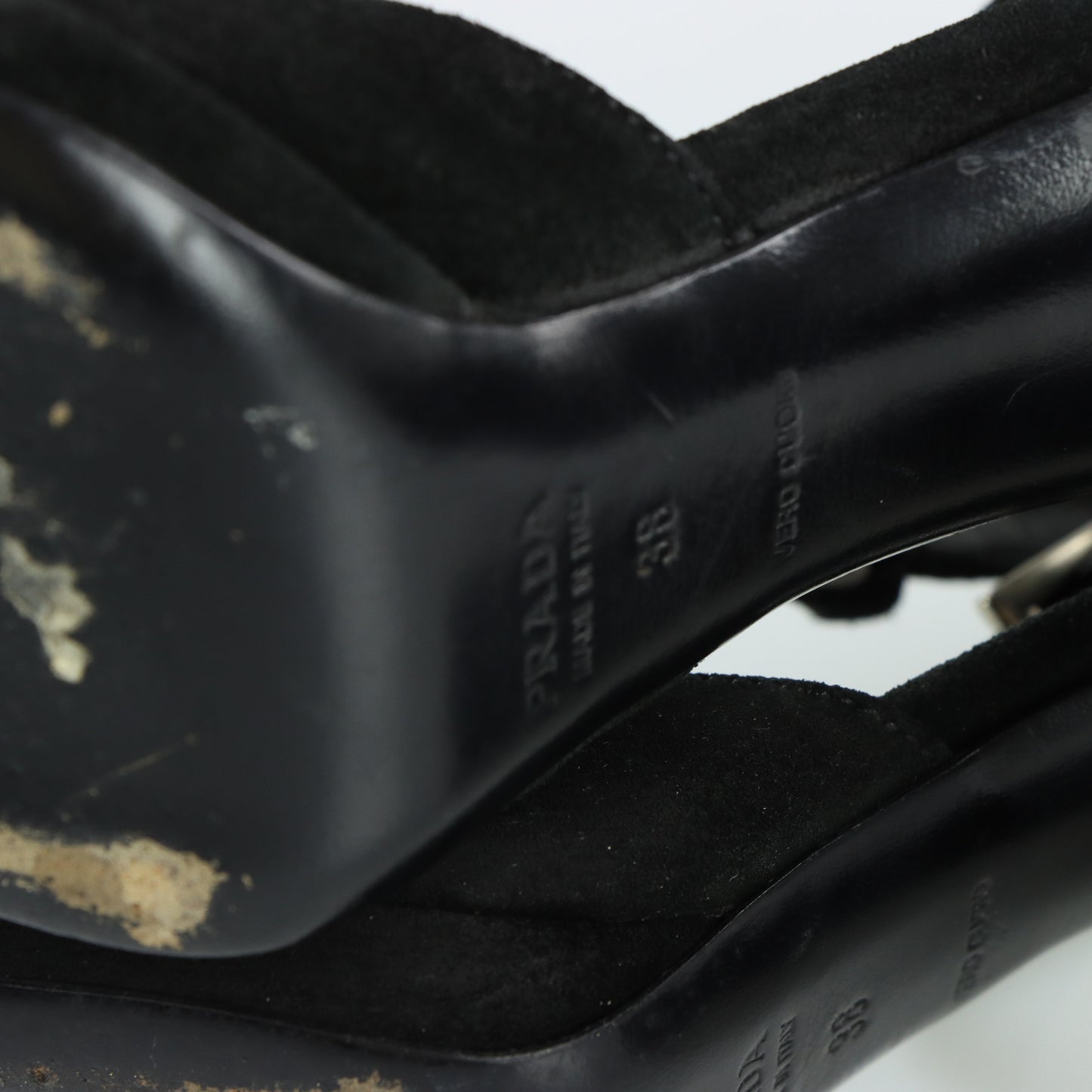 PRADA Suede Stitch Black Italy Made Heels (38)