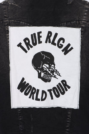 TRUE RELIGION World Tour Black Denim Distressed Jimmy Vest (L)