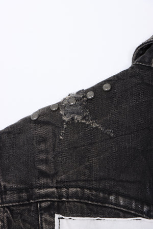 TRUE RELIGION World Tour Black Denim Distressed Jimmy Vest (L)