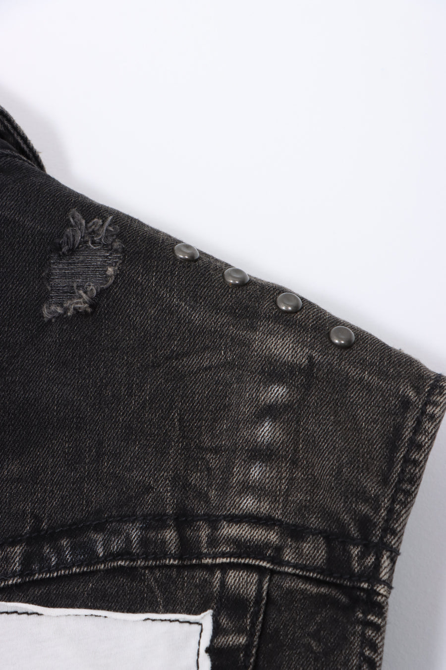 TRUE RELIGION World Tour Black Denim Distressed Jimmy Vest (L)