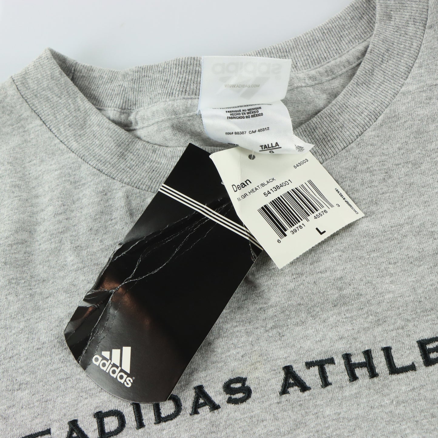 ADIDAS Athletics Heather Grey & Black Embroidered Tshirt (L-XL TALL)