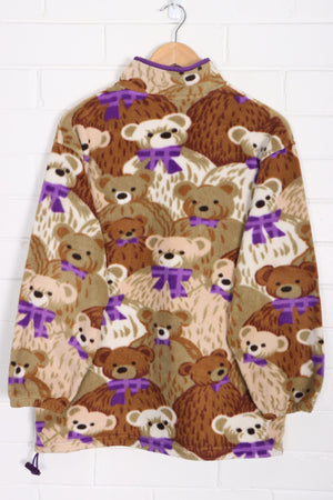 Northern Getaway Teddy Bear 1/4 Snap Fleece Pullover (L)