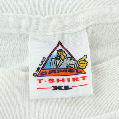 Club Camel Vintage 1991 "Wish You Were Here" USA Made Front Pocket White Tshirt (L-XL)