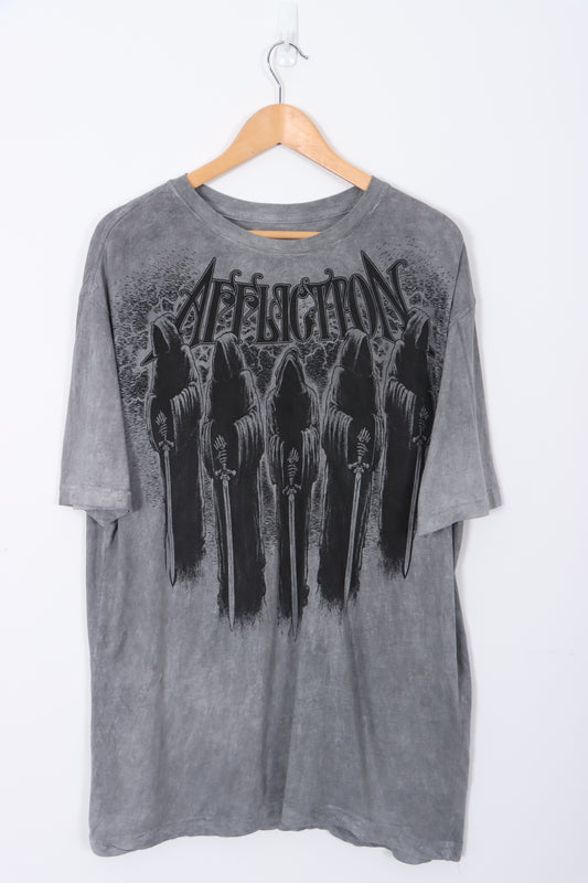AFFLICTION Live Fast Grim Reaper Design Grey Tee (XL-XXL)