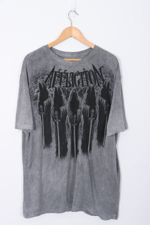 AFFLICTION Live Fast Grim Reaper Design Grey Tee (XL-XXL)
