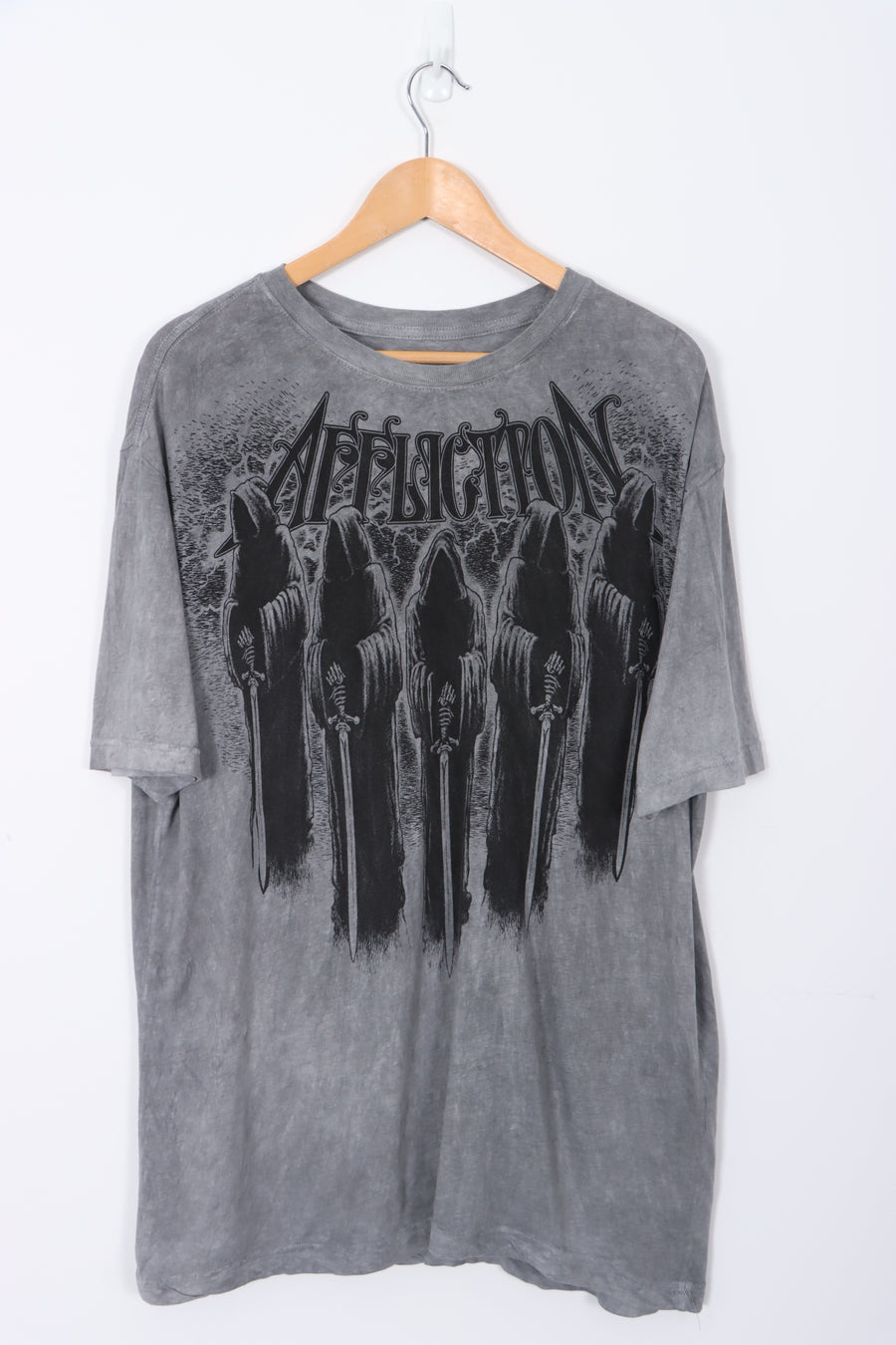 AFFLICTION Live Fast Grim Reaper Design Grey Tee (XL-XXL)