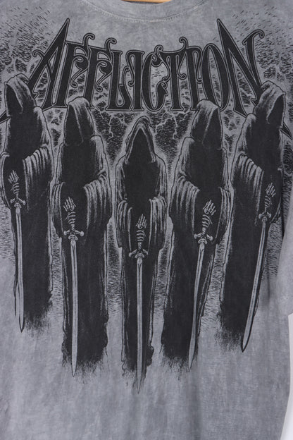AFFLICTION Live Fast Grim Reaper Design Grey Tee (XL-XXL)