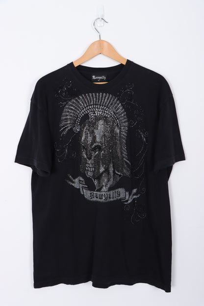 RAWYALTY Y2K Rhinestone Roman Soldier Design USA Made Tee (XL)