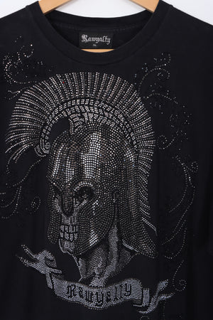 RAWYALTY Y2K Rhinestone Roman Soldier Design USA Made Tee (XL)