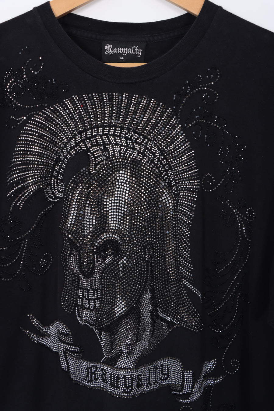 RAWYALTY Y2K Rhinestone Roman Soldier Design USA Made Tee (XL)