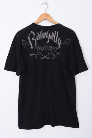 RAWYALTY Y2K Rhinestone Roman Soldier Design USA Made Tee (XL)