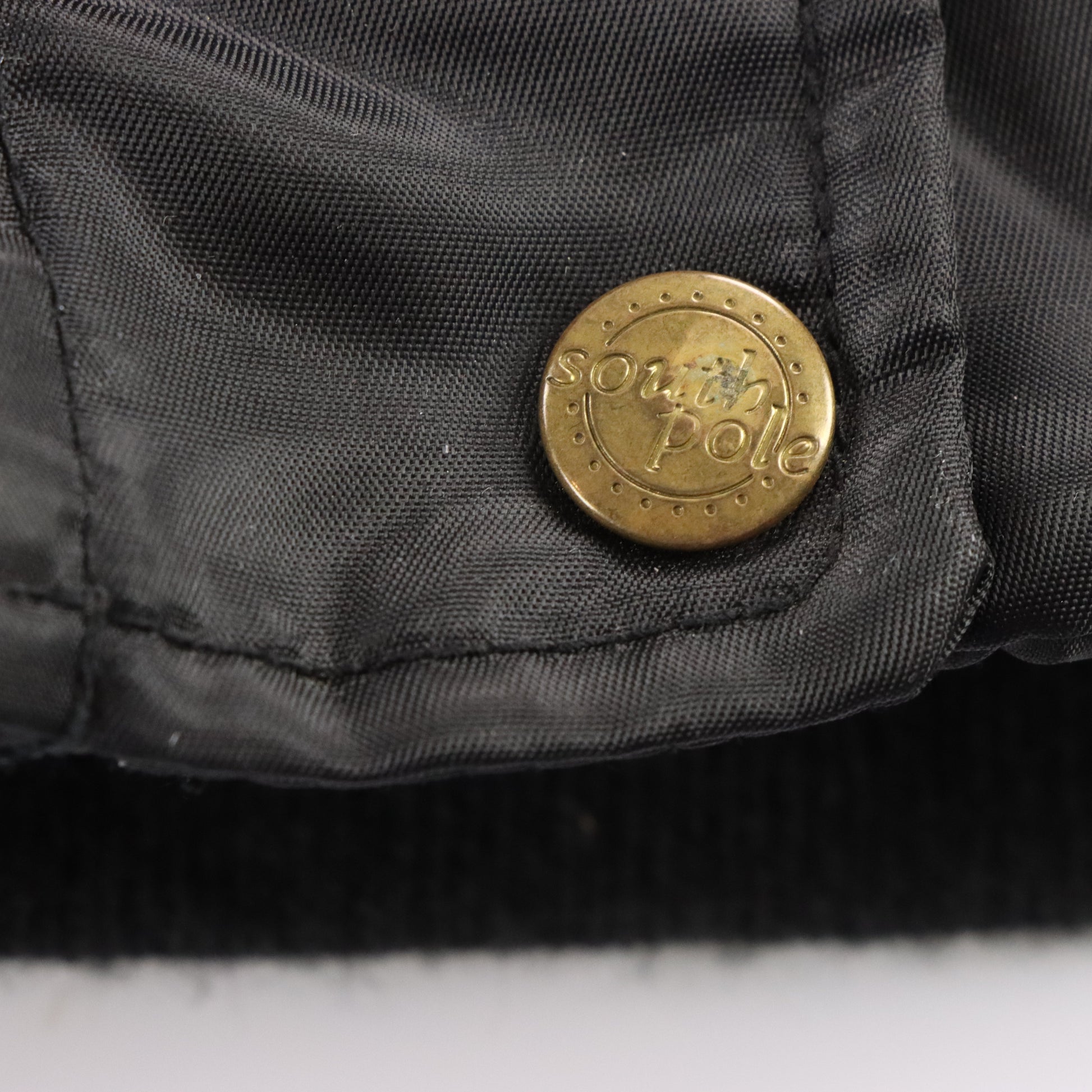 Vintage SOUTHPOLE Embroidered Gold Logo Black Y2K Faux Fur Hoodie Puffer Jacket (Women's S) ***COCO Vintage Sole Melbourne
