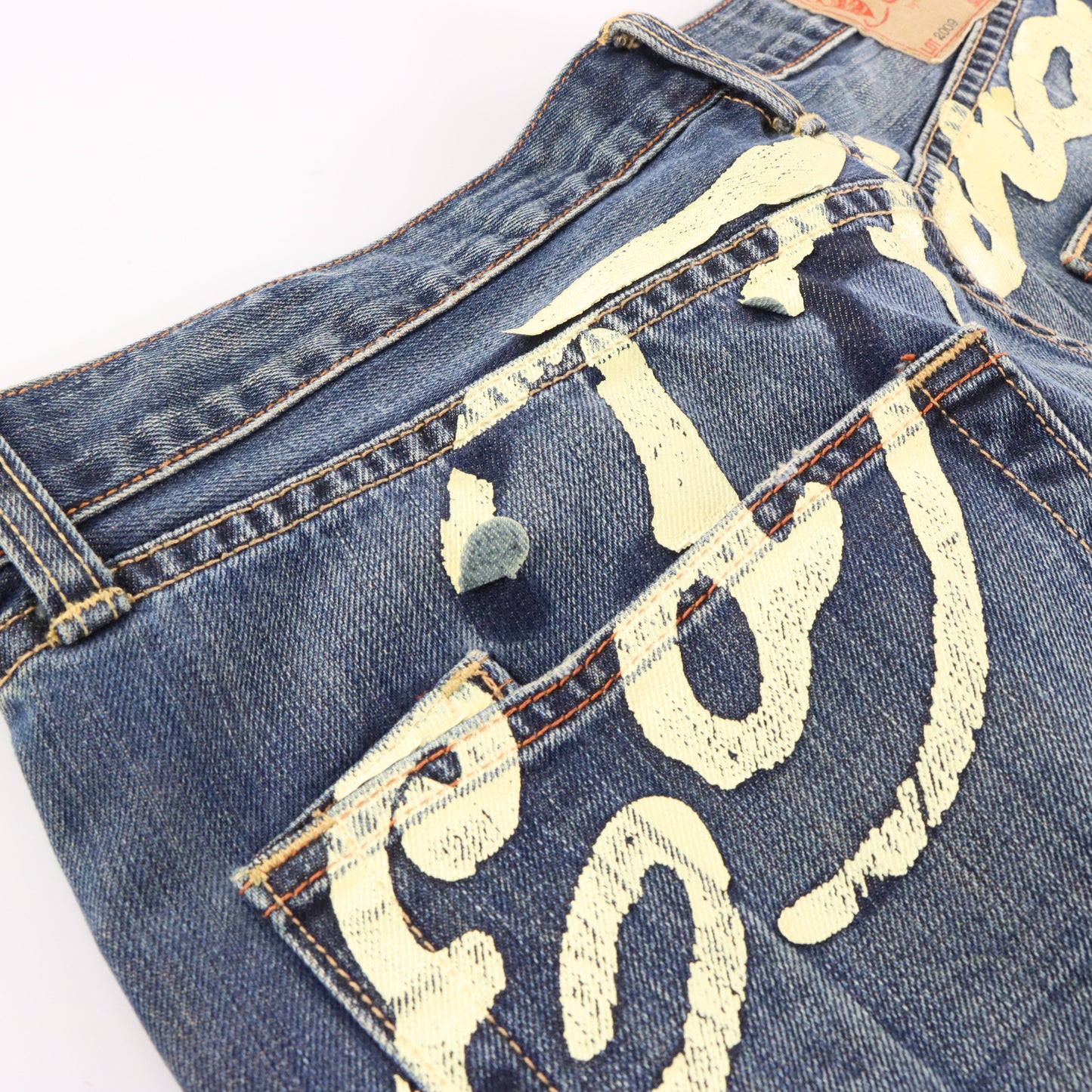 Vintage ED HARDY Rhinestone Skull New York City Y2K Distressed Blue Jeans (36x32) Vintage Sole Melbourne