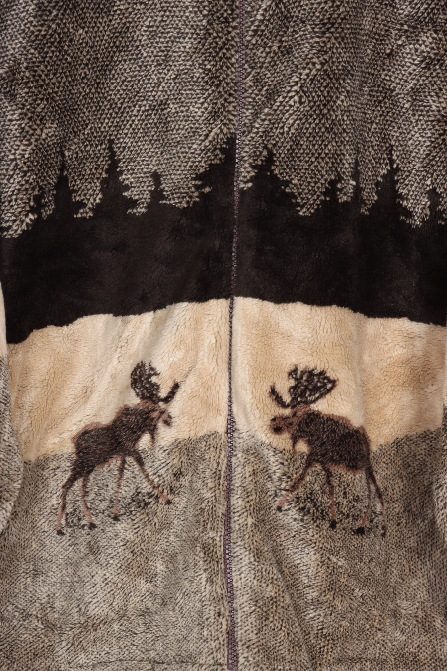 Moose & Nature Brown Tone Zip Up USA Made Fleece (M)