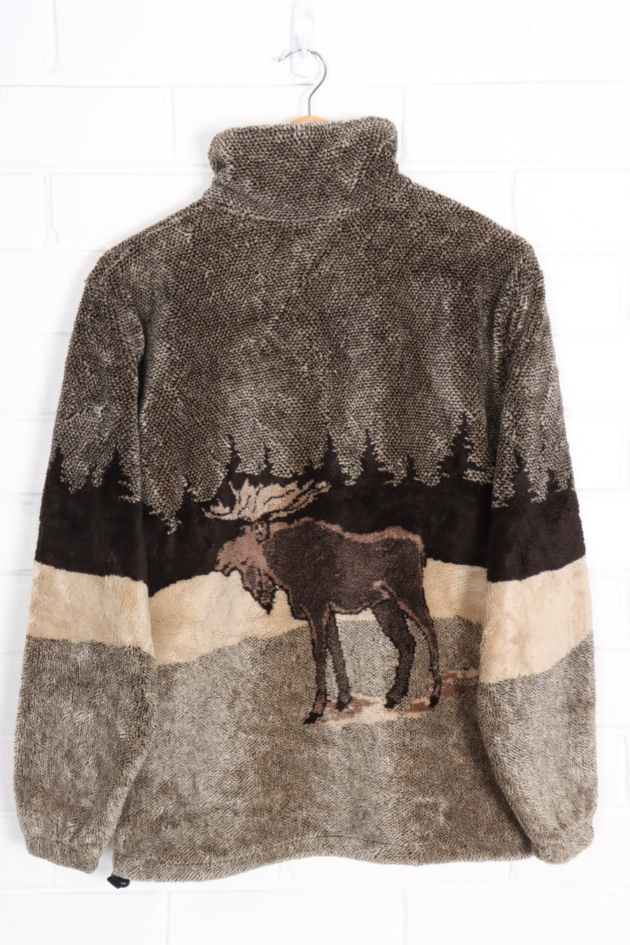 Moose & Nature Brown Tone Zip Up USA Made Fleece (M)