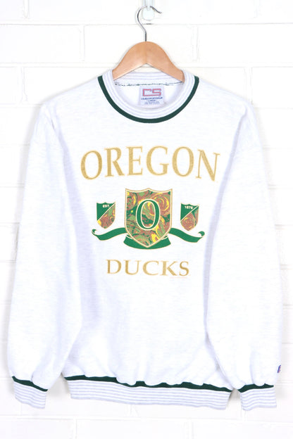 Oregon Ducks 1991 Paisley Shield Spell Out Ringer Sweatshirt USA Made (S-M)