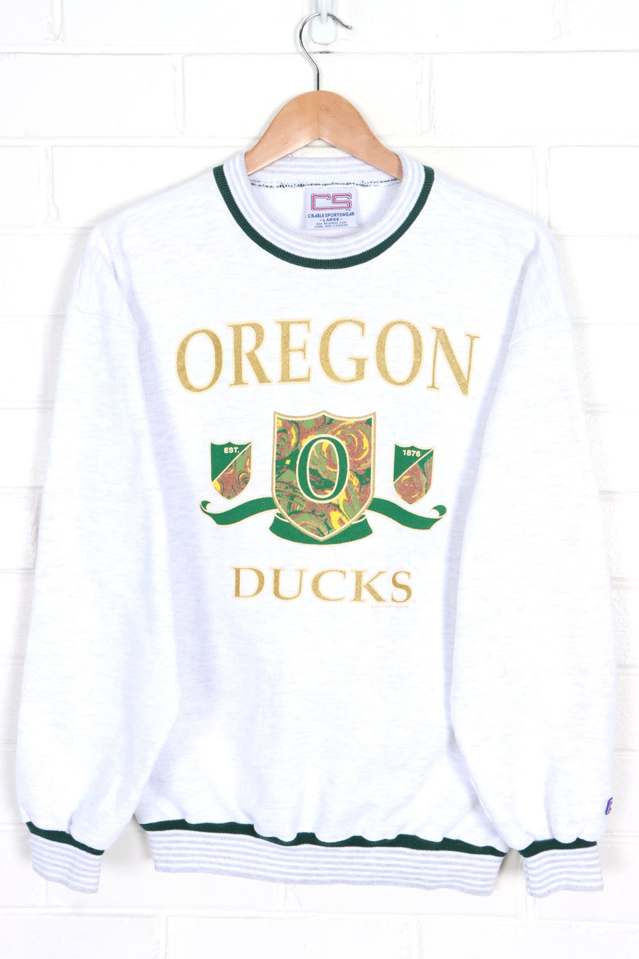 Oregon Ducks 1991 Paisley Shield Spell Out Ringer Sweatshirt USA Made (S-M)