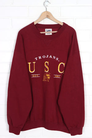 USC Trojans Embroidered Spell Out Logo Maroon LEE SPORT Sweatshirt (XXL)