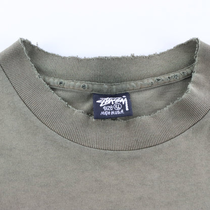 Vintage STUSSY Single Stitch USA Made Distressed Olive Green Tee (XL TALL) ***COCO Vintage Sole Melbourne