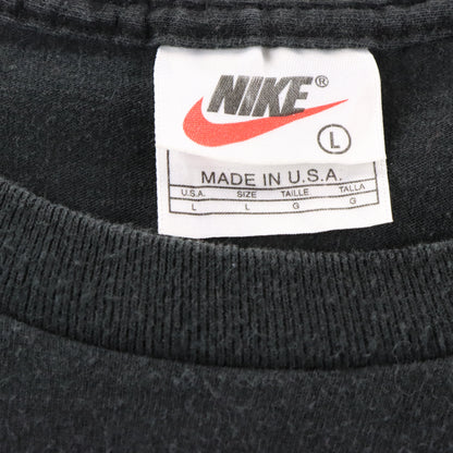NIKE Embroidered Basketball Swoosh Logo USA Made Black Tee (L) ***COCO Vintage Sole Melbourne