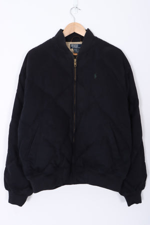 RALPH LAUREN POLO Dark Navy Quilted Bomber Jacket (L)