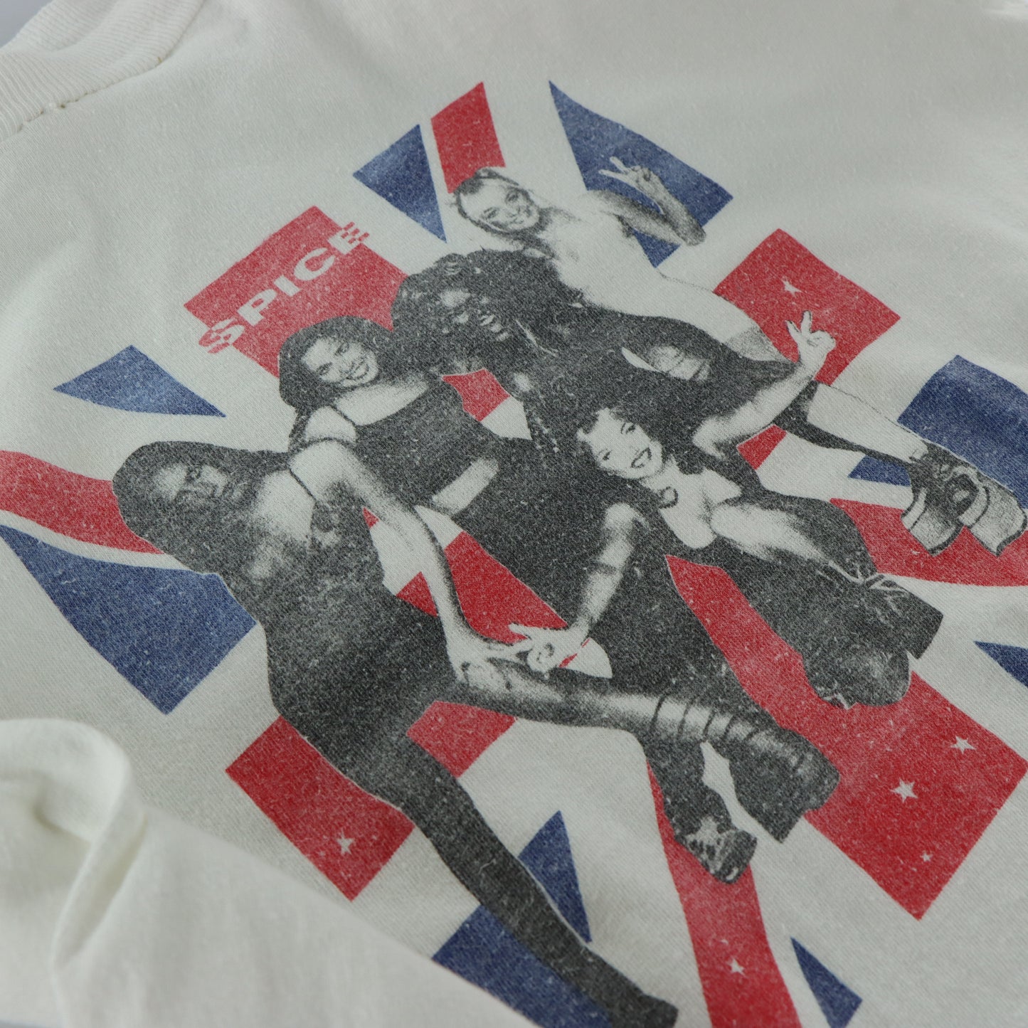 Spice Girls British Flag Graphic SHORT HILLS TEE Single Stitch White T-Shirt (S)