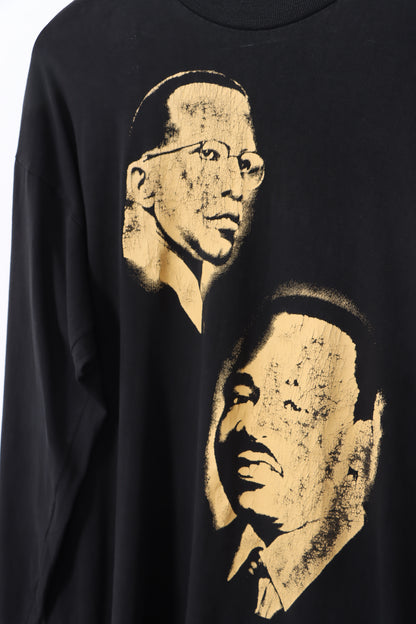 Malcolm X Martin Luther King Jr. Portrait Long Sleeve USA Made Tee (L)
