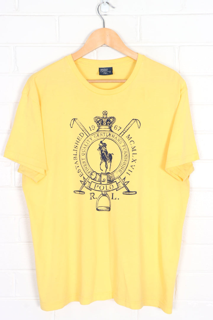 RALPH LAUREN POLO Big Equestrian Logo Yellow T-Shirt (M-L)