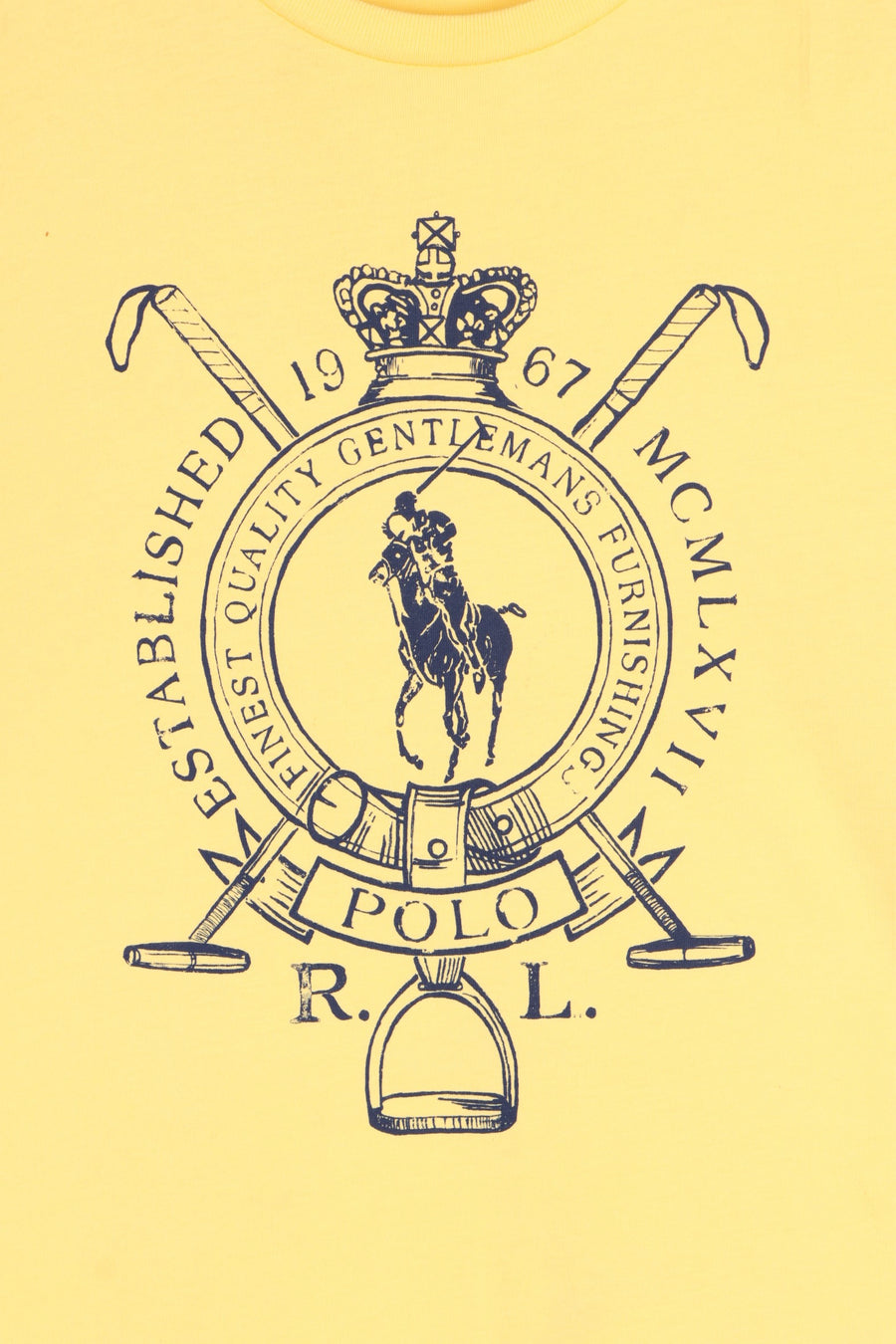 RALPH LAUREN POLO Big Equestrian Logo Yellow T-Shirt (M-L)