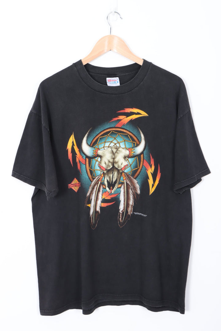 Vintage 1994 Easyrider Buffalo Skull Graphic Print T-Shirt (L-XL)