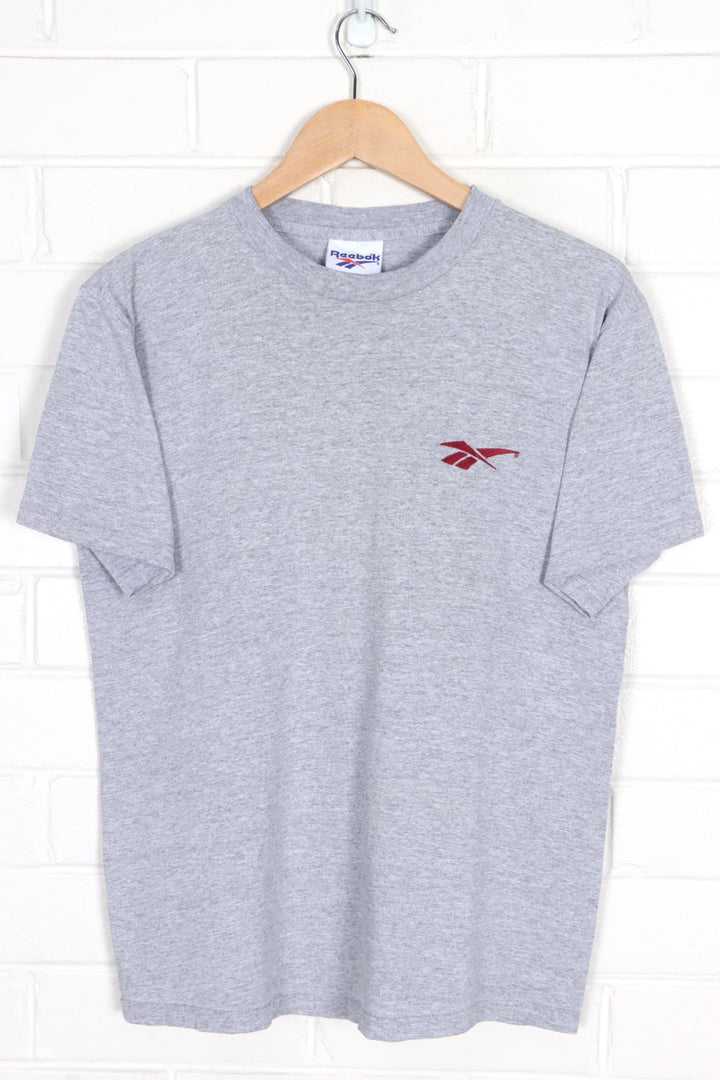 REEBOK Embroidered Red Logo Casual Grey Marle T-Shirt (M)