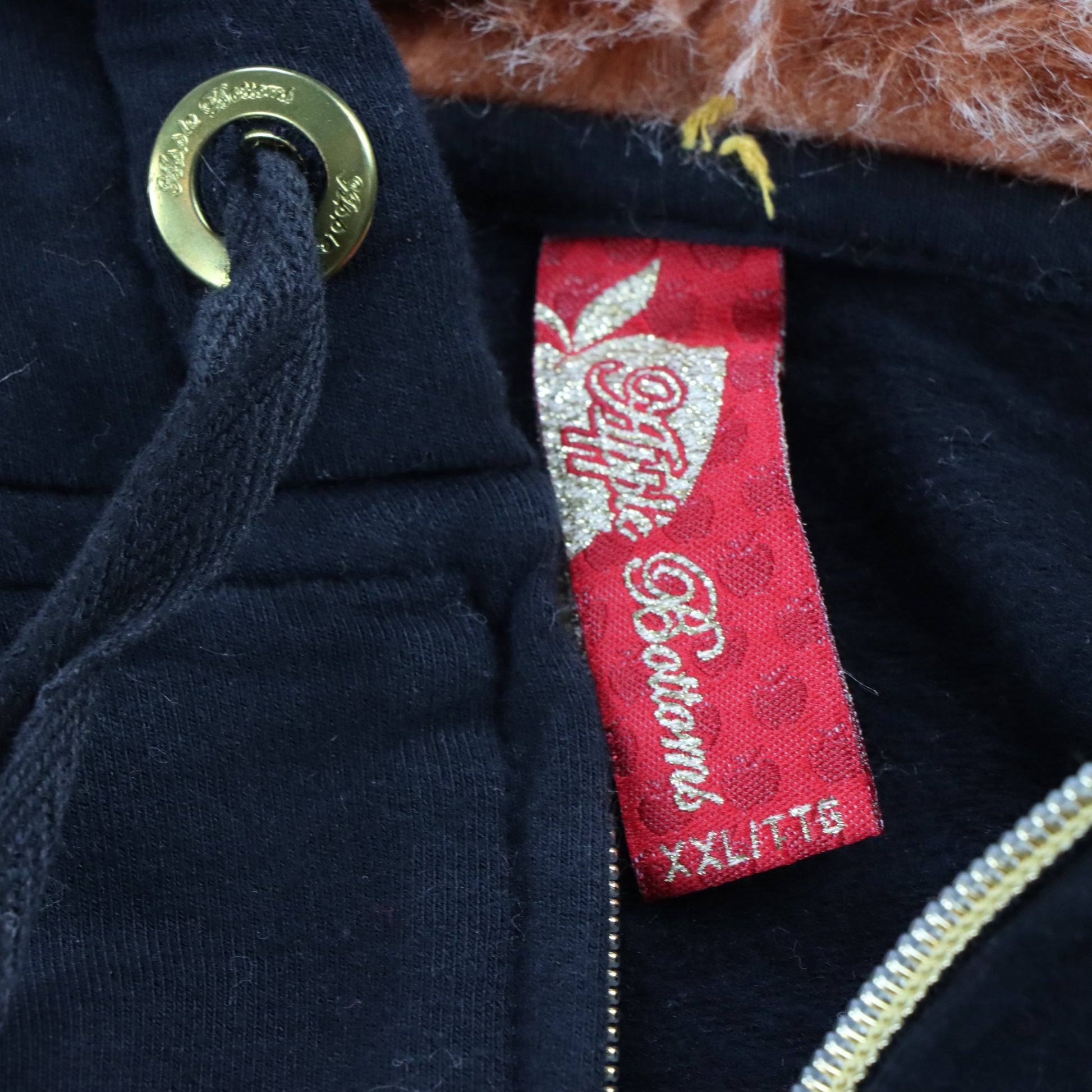 Vintage APPLE BOTTOMS Y2K Gold Embroidered Fur Hood Zip Up Sweatshirt *Aubs Vintage Sole Melbourne