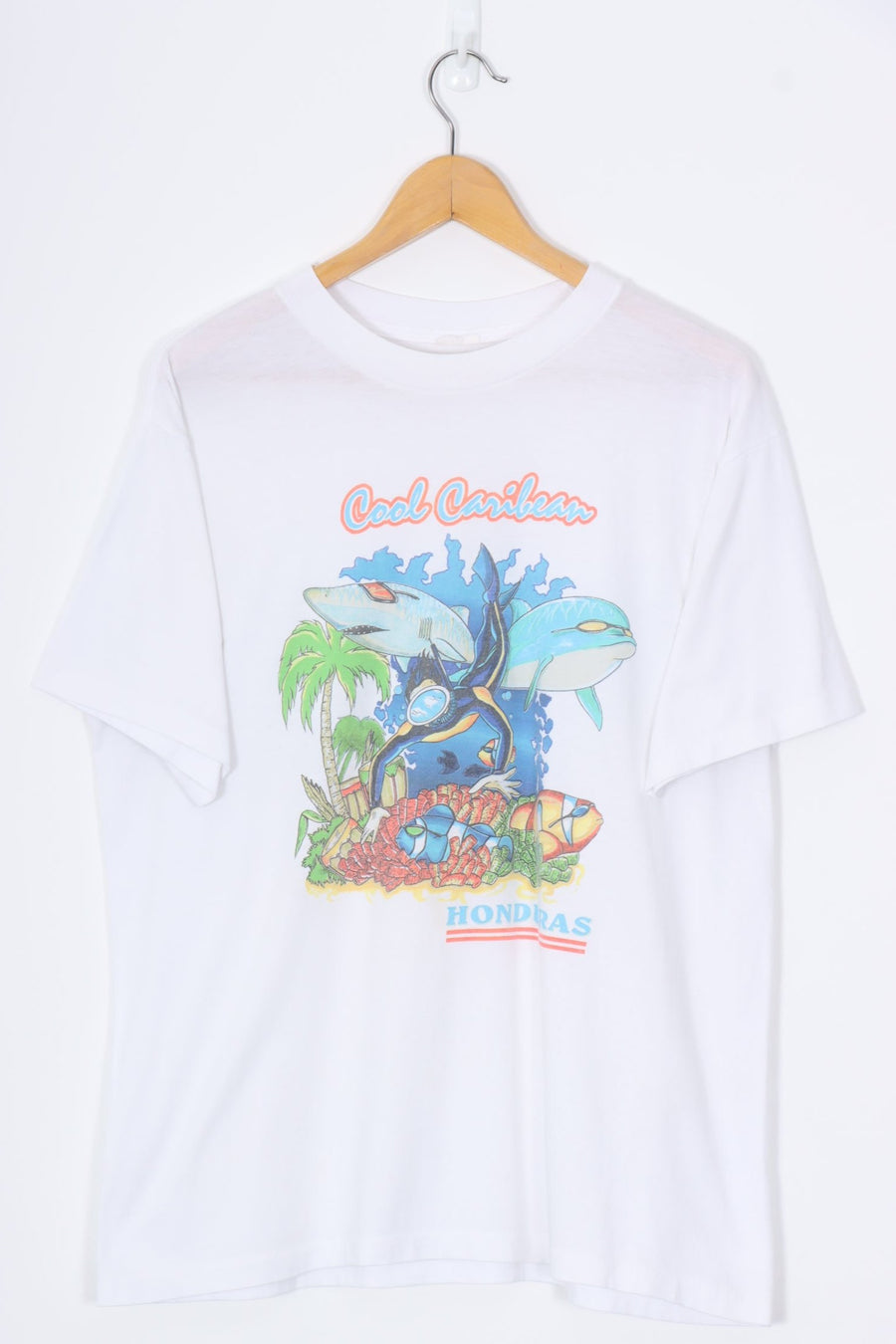 Honduras Caribbean Nature & Scuba Diving Single Stitch Graphic Tee (L)