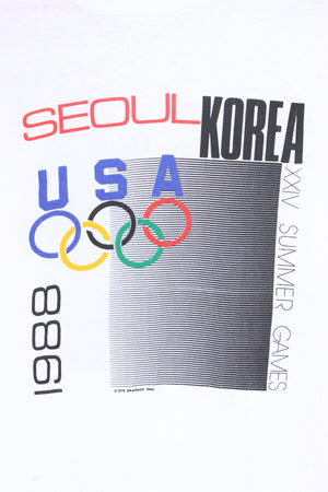 Vintage 1988 Olympics XXIV Seoul Korea Front Back T-Shirt USA Made (S)