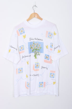 1998 VINTAGE 'Seize the Daisies' USA Made Nature White Tee (XL)