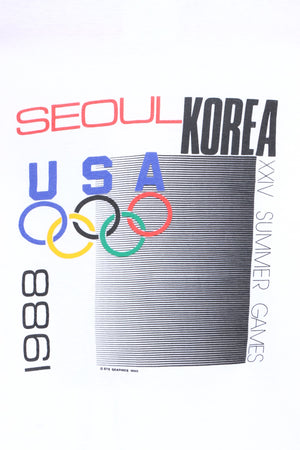 Vintage 1988 Olympics XXIV Seoul Korea Front Back T-Shirt USA Made (S)