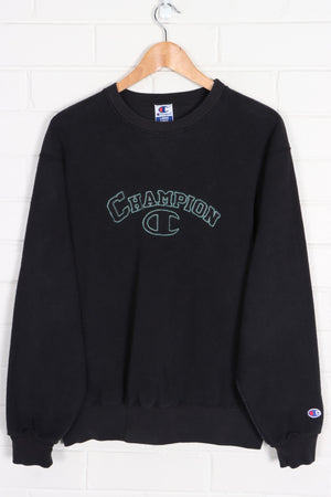 CHAMPION Embroidered Outline Logo Black Sweatshirt (L)