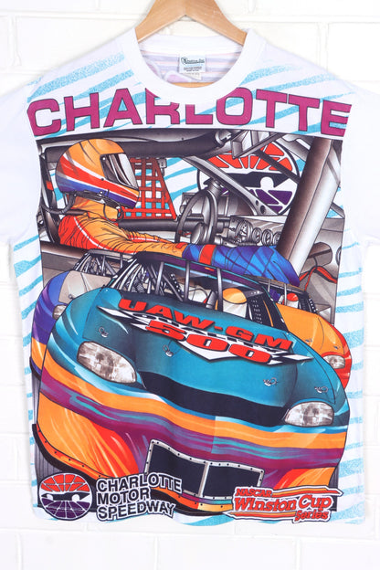 NASCAR 90s Charlotte Motor Speedway Winston Cup Front Back T-Shirt USA Made (L-XL)