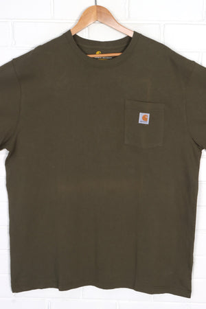 CARHARTT Olive Green 'Original Fit' Front Pocket T-Shirt (XXL)