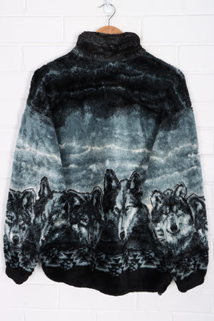 Cobblestone Canyon Wolves All Over Plush Fleece Jacket USA Made (L)